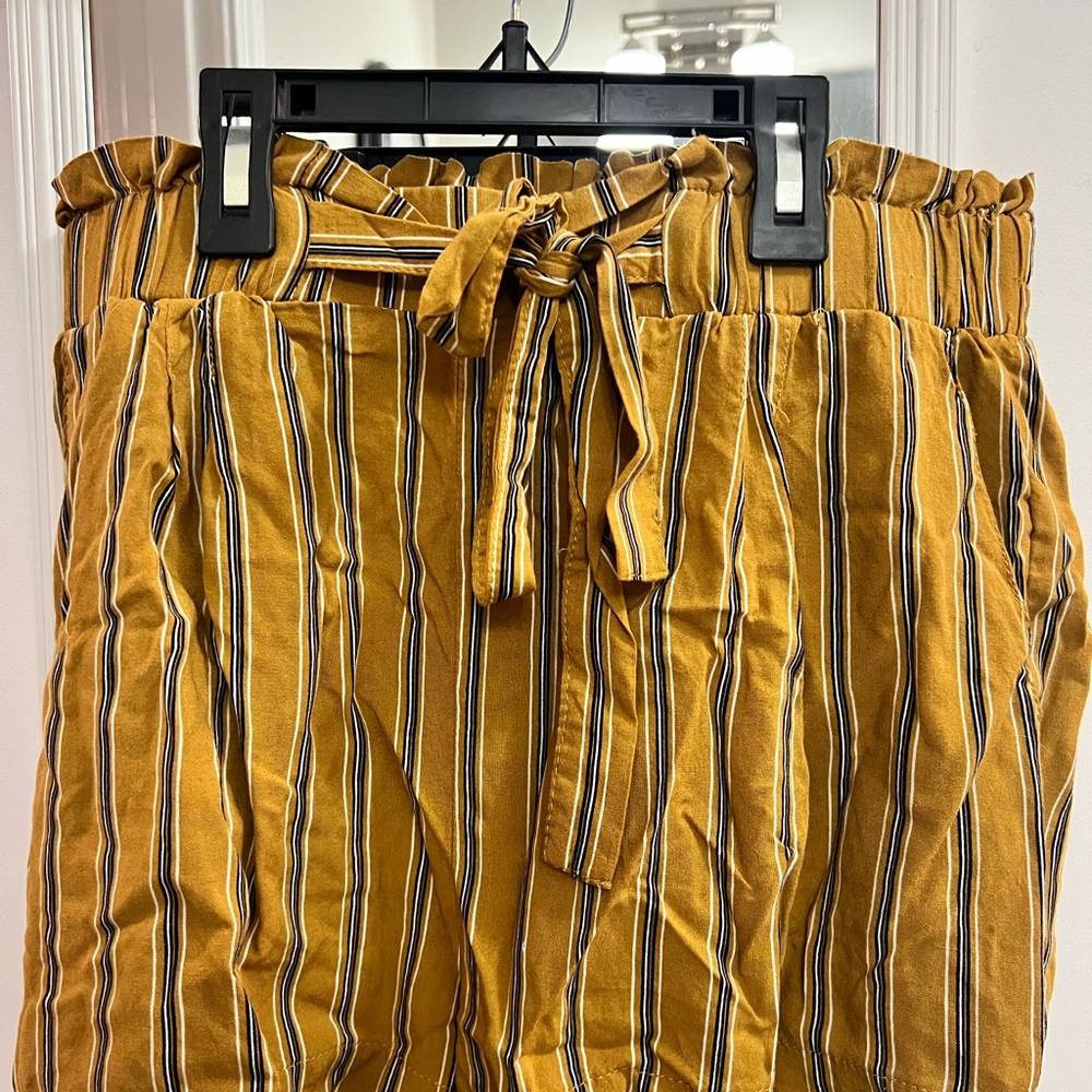 Striped Mustard and Black Striped Shorts